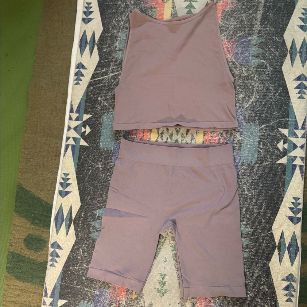 Free People mauve brown Sports Bra and Shorts Set